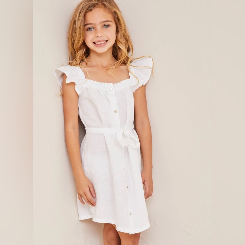 Bella Dahl Girls Button Front Flutter Sleeve Dress Size 12